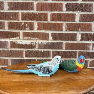 Birds Parrot Parakeet Realistic Colorful Animal Figurines Set of 2